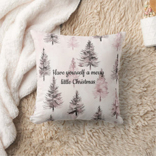 Cojín Decorativo Árboles de Navidad florales de melocotón crema bon