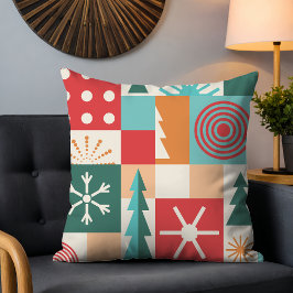 Cojín Decorativo Árboles de Navidad Geométricos de Medianos del Sig