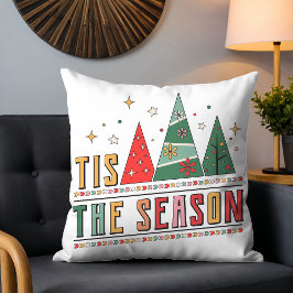 Cojín Decorativo Árboles de Navidad Geométricos Retro Decoración Na