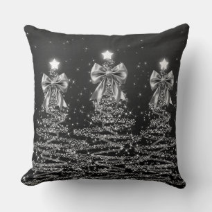 Cojín Decorativo Árboles de Navidad Glam con destellos y lazos de p