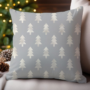 Cojín Decorativo Árboles de Navidad grises platino Fiestas