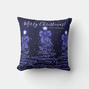 Cojín Decorativo Árboles de Navidad Navy Nombre de Fiesta Navideña 