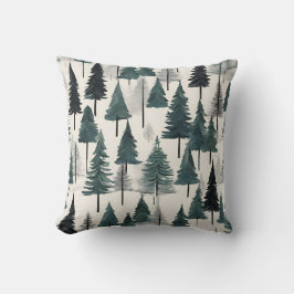 Cojín Decorativo Árboles de Navidad Rústico Verde Gris Negro