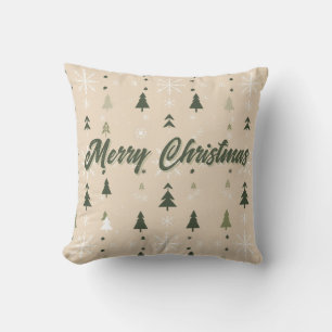 Cojín Decorativo Árboles de Navidad y copos de nieve minimalistas