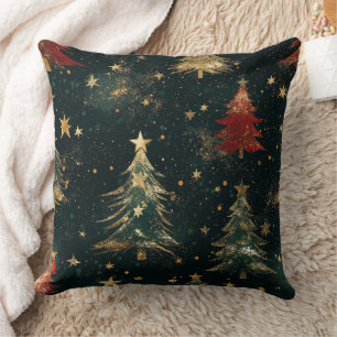 Cojín Decorativo Árboles de Navidad y Estrellas con Purpurina (2)