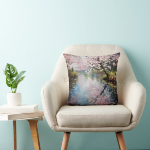 Cojín Decorativo Árboles de primavera río