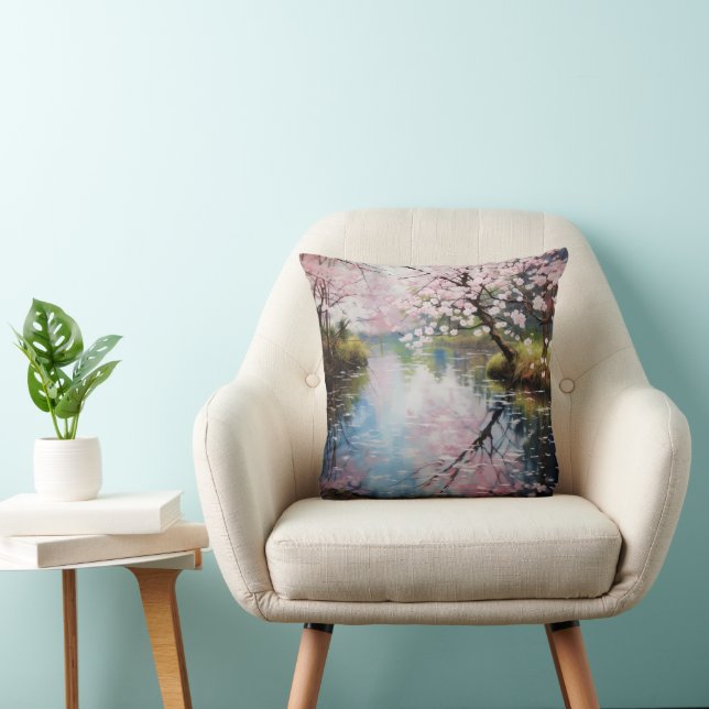 Cojín Decorativo Árboles de primavera río (Silla)