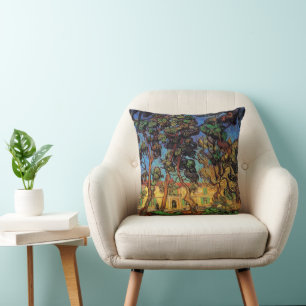 Cojín Decorativo Árboles de Van Gogh en el jardín, Hospital de Sain