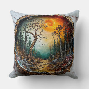 Cojín Decorativo Árboles del bosque atardecer