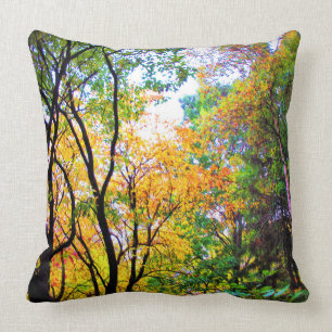 Cojín Decorativo Árboles Elegantes Hojas Coloridas Naturaleza Escén