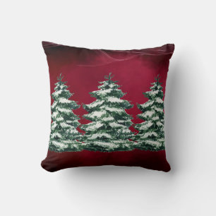 Cojín Decorativo Árboles Evergreen de Snowy de Borgoña