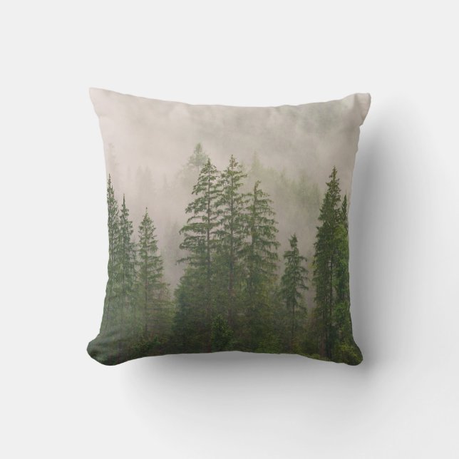 Cojín Decorativo Árboles forestales de niebla (Anverso)