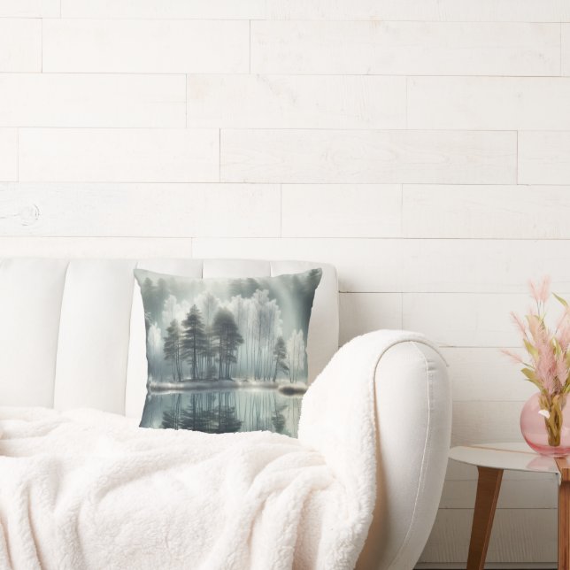 Cojín Decorativo Árboles invernales con reflexión de lagos (Sofá)