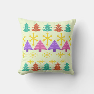 Cojín Decorativo Árboles navideños de la era atómica Luz Kitsch