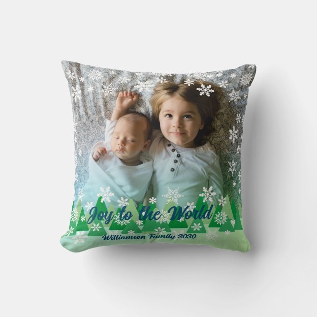 Cojín Decorativo Árboles navideños: Las nevadas blancas alegran al  (Anverso)