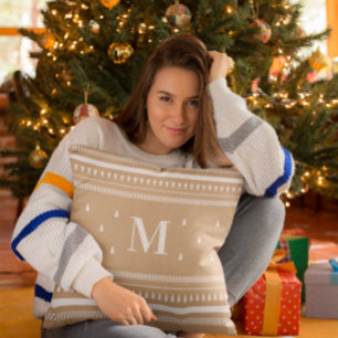 Cojín Decorativo Árboles navideños nórdicos caramelistas y monogram