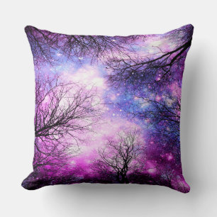 Cojín Decorativo Árboles negros Fuchsia Violet Space Pillow