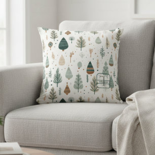 Cojín Decorativo Árboles Nórdicos Monograma Scandi Nombre