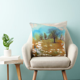 Cojín Decorativo Árboles Paisajes acuarela arte