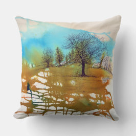 Cojín Decorativo Árboles Paisajes acuarela arte