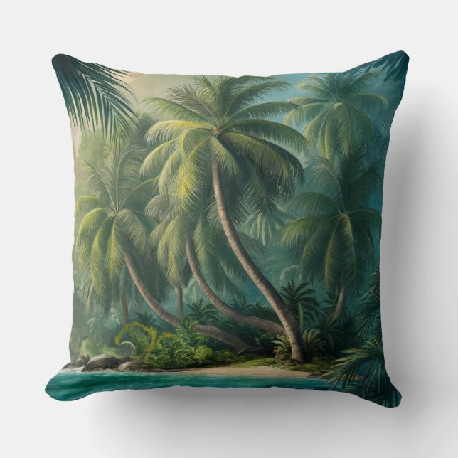 Cojín Decorativo Árboles tropicales de coco (Anverso)