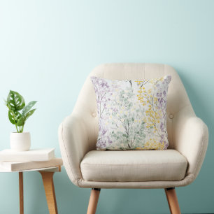 Cojín Decorativo Árboles verdes amarillos de lavanda
