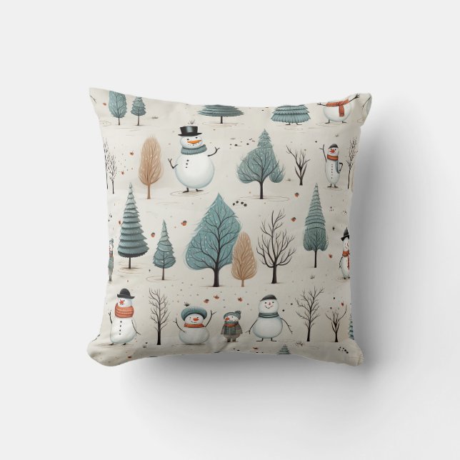 Cojín Decorativo Árboles y snowman (Anverso)