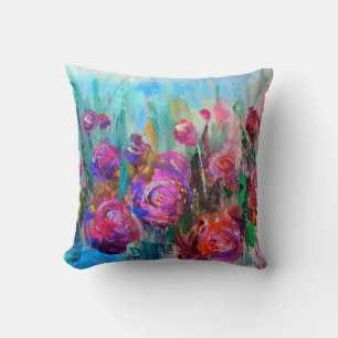 Cojín Decorativo Arbusto de flores de peones, pinturas modernas, ac