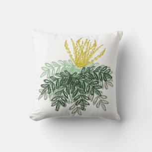 Cojín Decorativo Arbusto Mahonia Botánico Dibujado a Mano