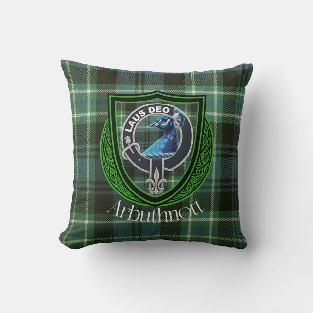 Cojín Decorativo Arbuthnott Scottish Clan Tartan Escudo (Anverso)