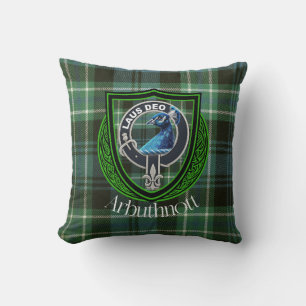 Cojín Decorativo Arbuthnott Scottish Clan Tartan y Escudo