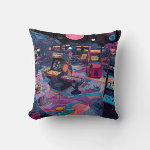 Cojín Decorativo Arcade Retro Futurista en el Espacio Exterior