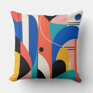 Cojín Decorativo Arched Blue Pink Modernist Abstract