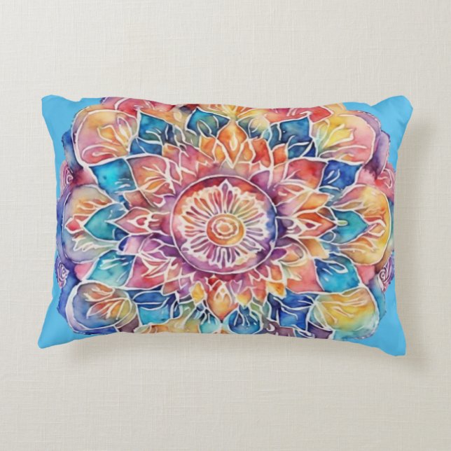 Cojín Decorativo Arco de arcoiris en Mandala (Reverso)