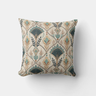 Cojín Decorativo Arco Dorado Deco Teal Patrón Geométrico Abstracto