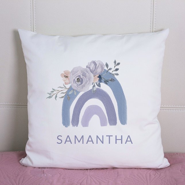 Cojín Decorativo Arcoiris azul y morado con flores (Subido por el creador)