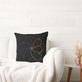 Cojín Decorativo Arcoiris colorido sobre flor de corazón de Moda ne