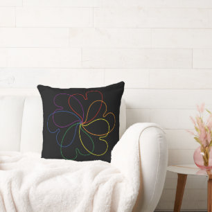 Cojín Decorativo Arcoiris colorido sobre flor de corazón de Moda ne
