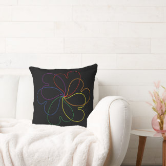 Cojín Decorativo Arcoiris colorido sobre flor de corazón de Moda ne