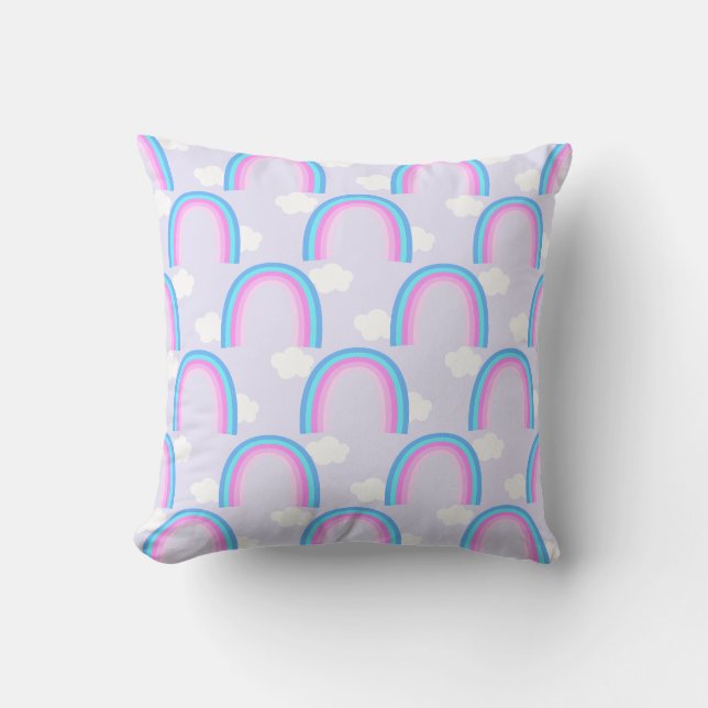 Cojín Decorativo Arcoíris con Nube Rosa Claro (Anverso)