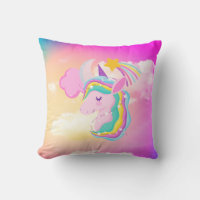 Cojín decorativo arcoiris de Fushcia Unicorn