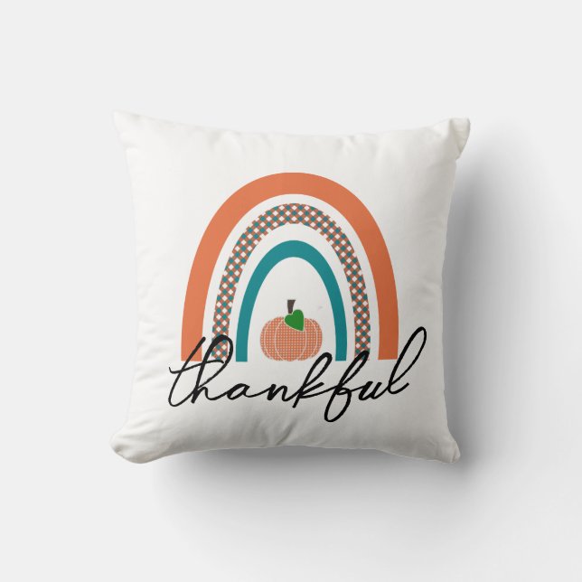 Cojín decorativo Arcoiris de otoño con agradecimie (Anverso)