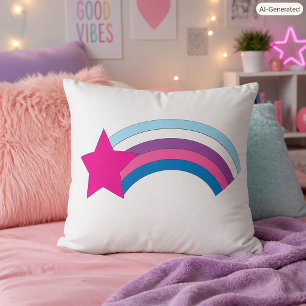 Cojín Decorativo Arcoíris Estrella Fugaz Magenta Caprichosa
