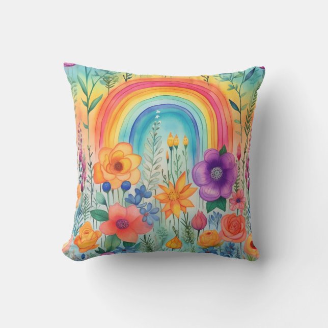Cojín decorativo Arcoiris florece (Anverso)