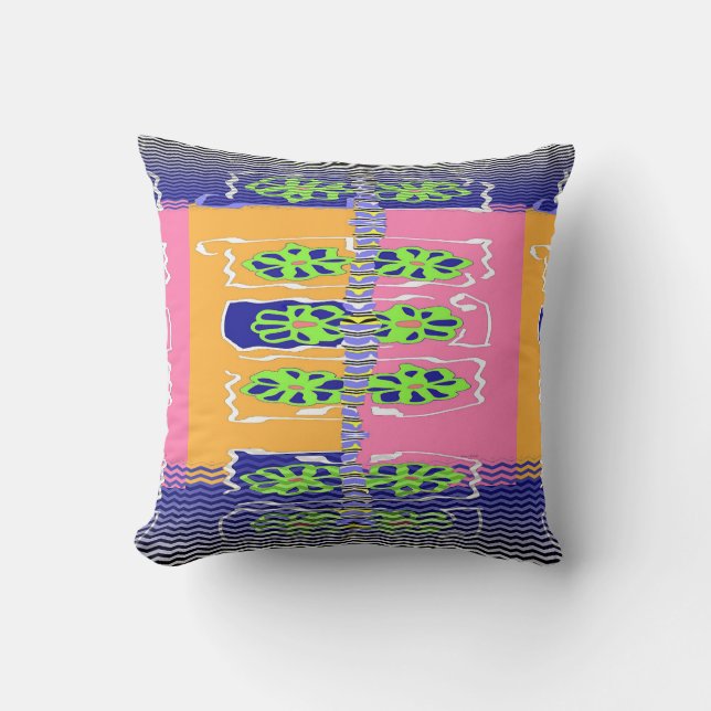 Cojín Decorativo Arcoíris Verde Azul Floral (Anverso)