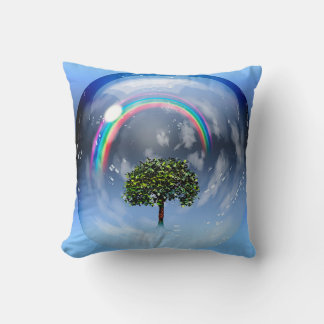 Cojín Decorativo Arcoiris y árbol verde