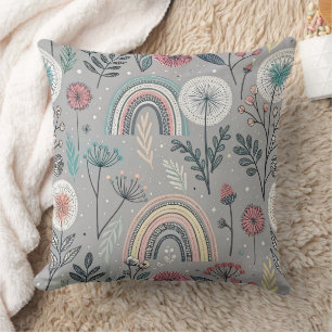 Cojín Decorativo Arcoiris y botánico caprichosos