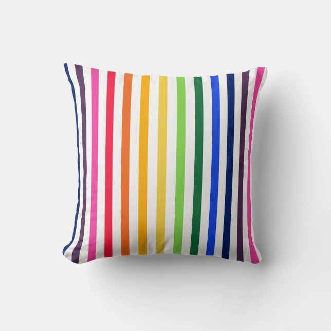 Cojín Decorativo Arcoiris y rayas blancas (Anverso)