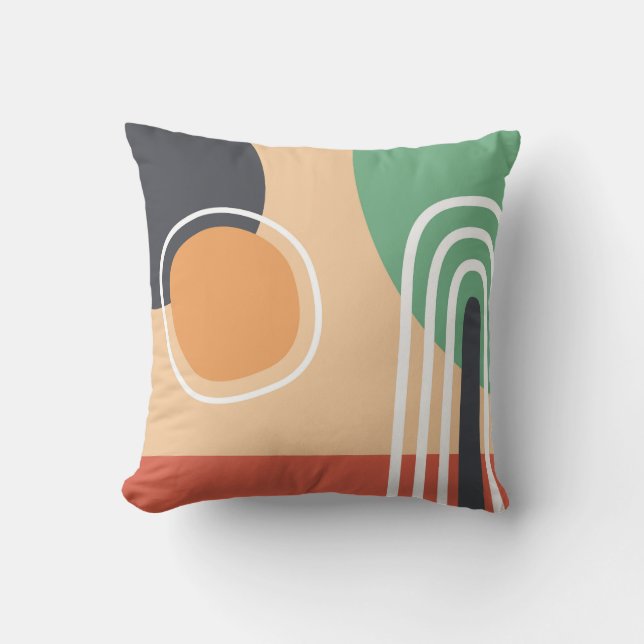 Cojín Decorativo Arcoiris y sol abstractos de arte bohemio (Anverso)