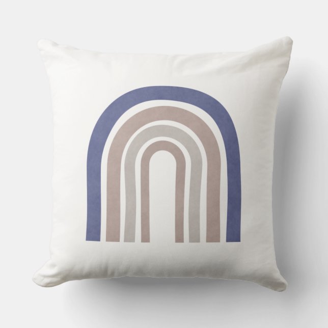 Cojín Decorativo Arcos de medio siglo - azul y beige (Anverso)
